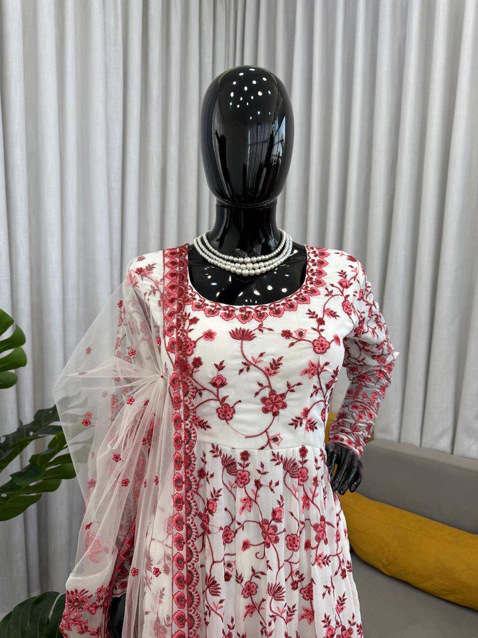 Wonderful Pink Color Silk Sequin Work Anarkali Gown Set
