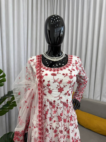 Wonderful Pink Color Silk Sequin Work Anarkali Gown Set