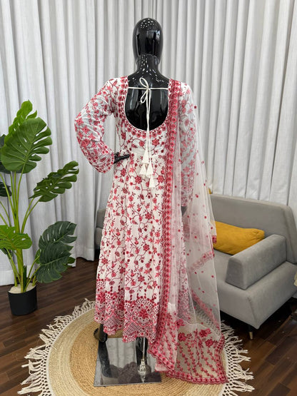 Wonderful Pink Color Silk Sequin Work Anarkali Gown Set