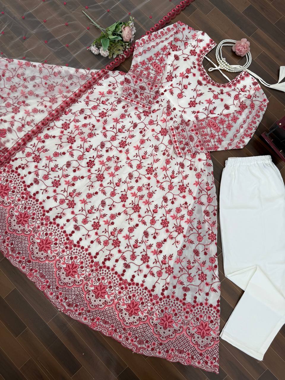 Wonderful Pink Color Silk Sequin Work Anarkali Gown Set