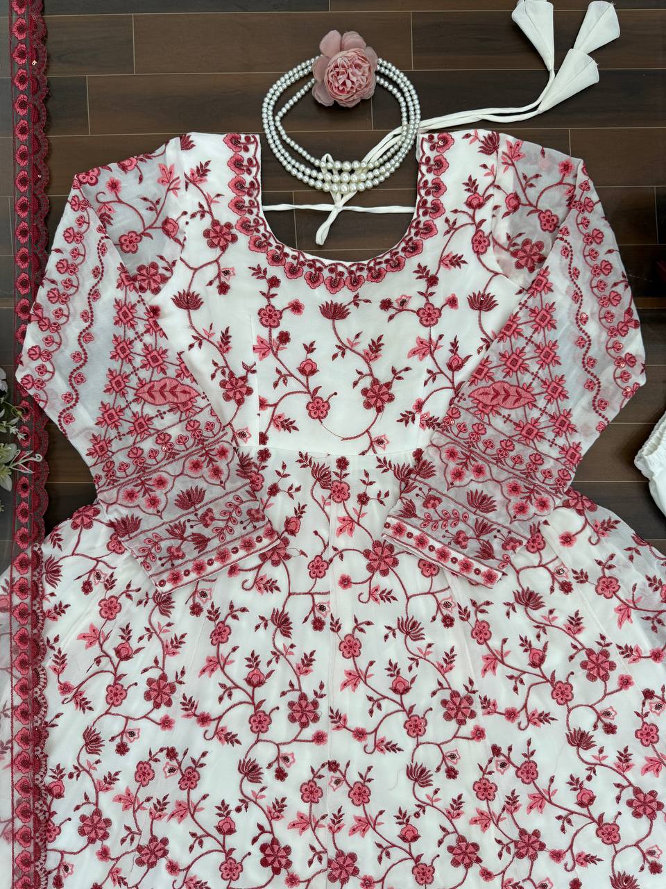 Wonderful Pink Color Silk Sequin Work Anarkali Gown Set