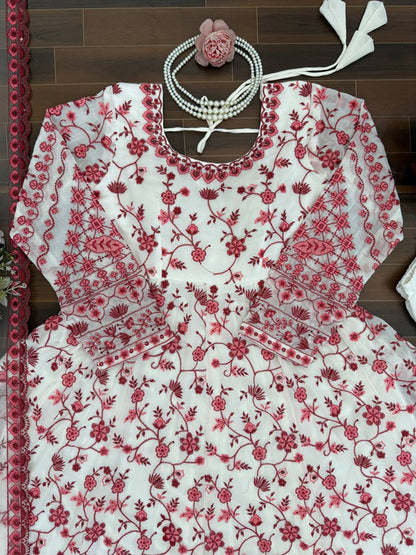Wonderful Pink Color Silk Sequin Work Anarkali Gown Set