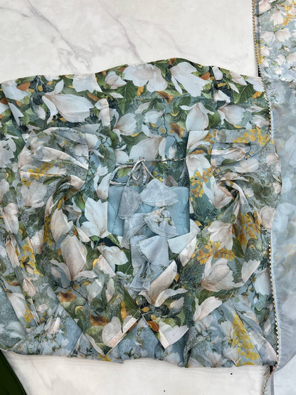 Function Wear Multi Color Heavy Pure Soft Organza Silk With Floral Printed Designer Anarkali Gown