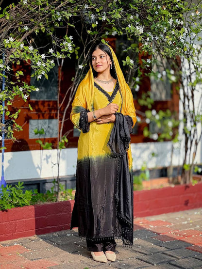 Admiring Yellow Color Embroidery Beads Work Salwar Suit