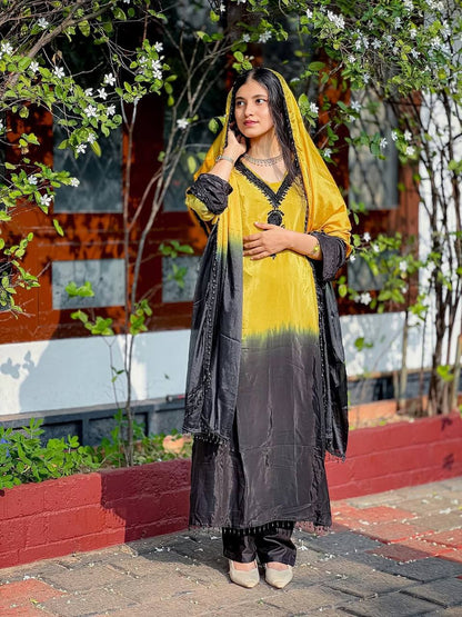 Admiring Yellow Color Embroidery Beads Work Salwar Suit