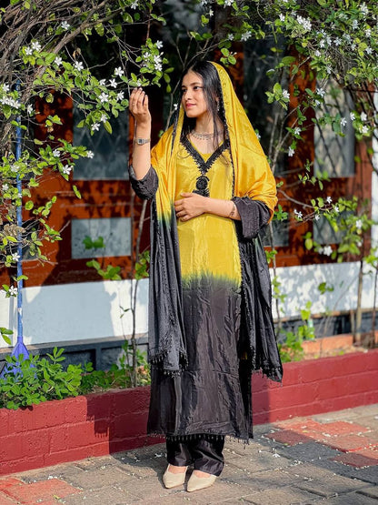 Admiring Yellow Color Embroidery Beads Work Salwar Suit