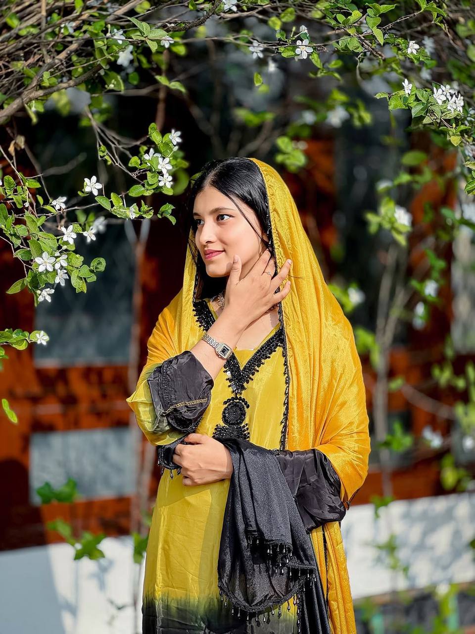 Admiring Yellow Color Embroidery Beads Work Salwar Suit