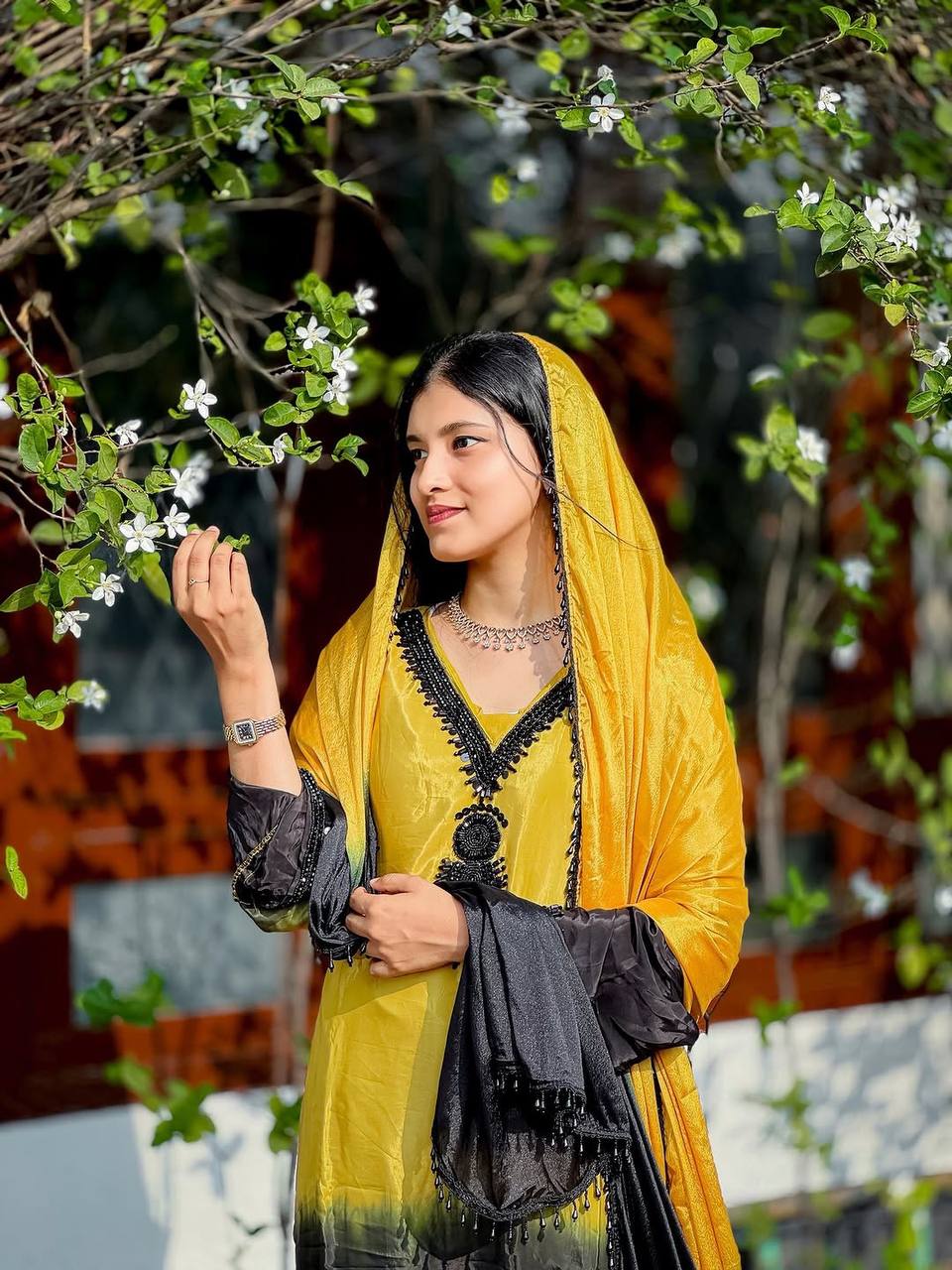 Admiring Yellow Color Embroidery Beads Work Salwar Suit