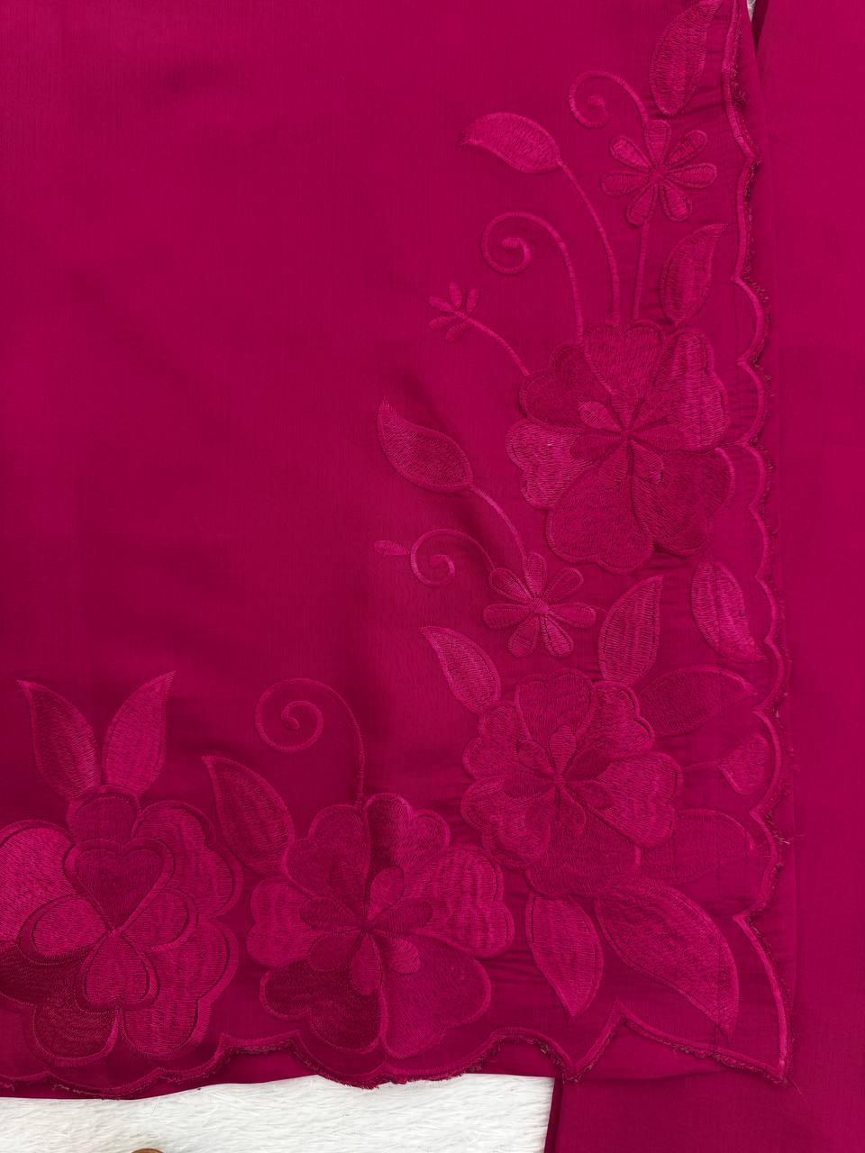 Charming Pink Color Roman Thread With Sequence Work Palazzo Suit