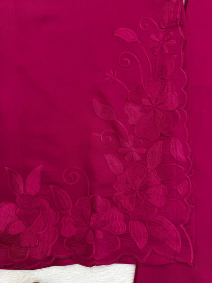 Charming Pink Color Roman Thread With Sequence Work Palazzo Suit