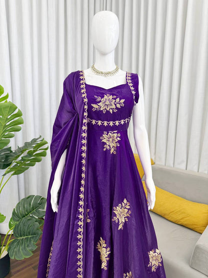Fabulous Blue Color Thread Sequence Work Palazzo Suit