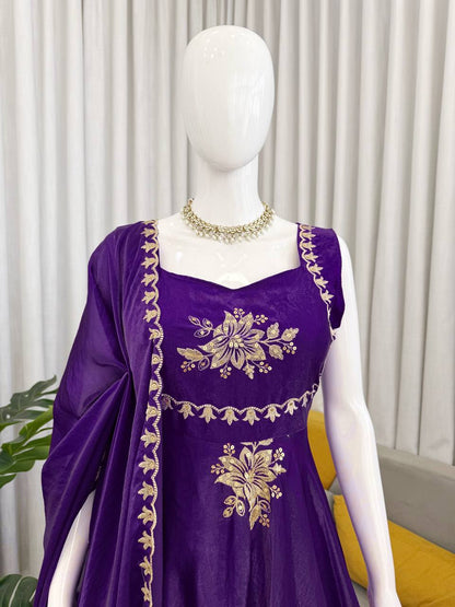 Fabulous Blue Color Thread Sequence Work Palazzo Suit