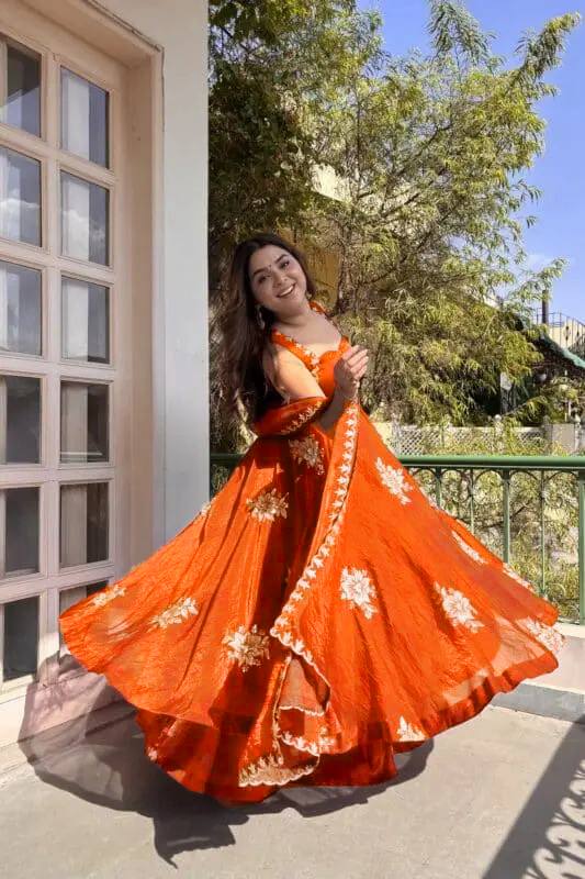 Awesome Orange Color Thread Sequence Work Palazzo Suit With Dupatta