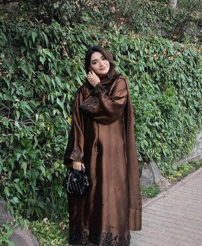 Fancy Brown Color Embroidered Kaftan Palazzo With Dupatta