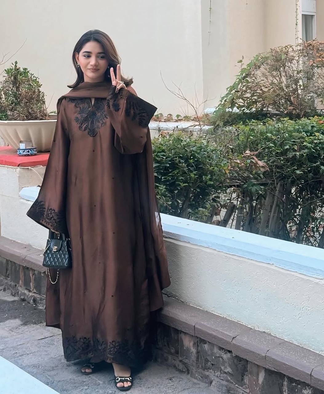 Fancy Brown Color Embroidered Kaftan Palazzo With Dupatta