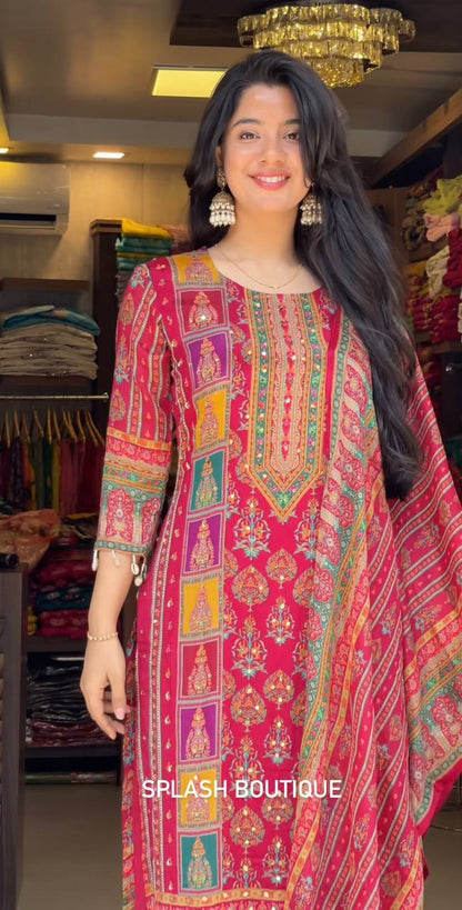 Gorgeous Pink Color Digital Print Festive Wear Salwar Suit With Dupatta