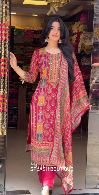 Gorgeous Pink Color Digital Print Festive Wear Salwar Suit With Dupatta