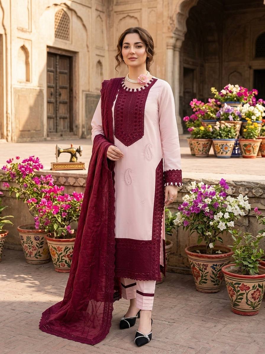 Gorgeous Maroon Color Thread Sequence Work Pakistani Suit