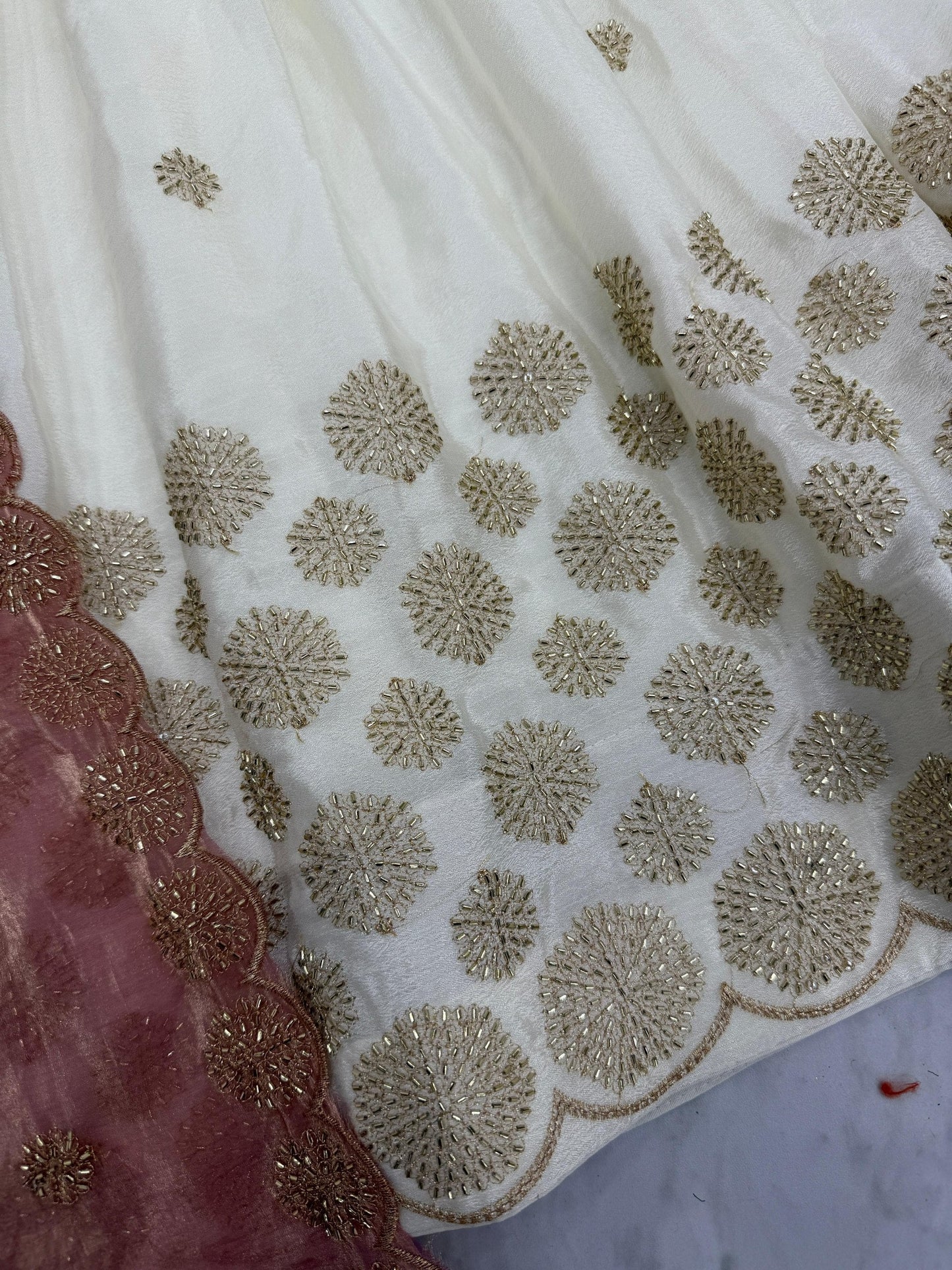 Luxuriant Beige Color Embroidered With Sequence Work Lehenga Choli