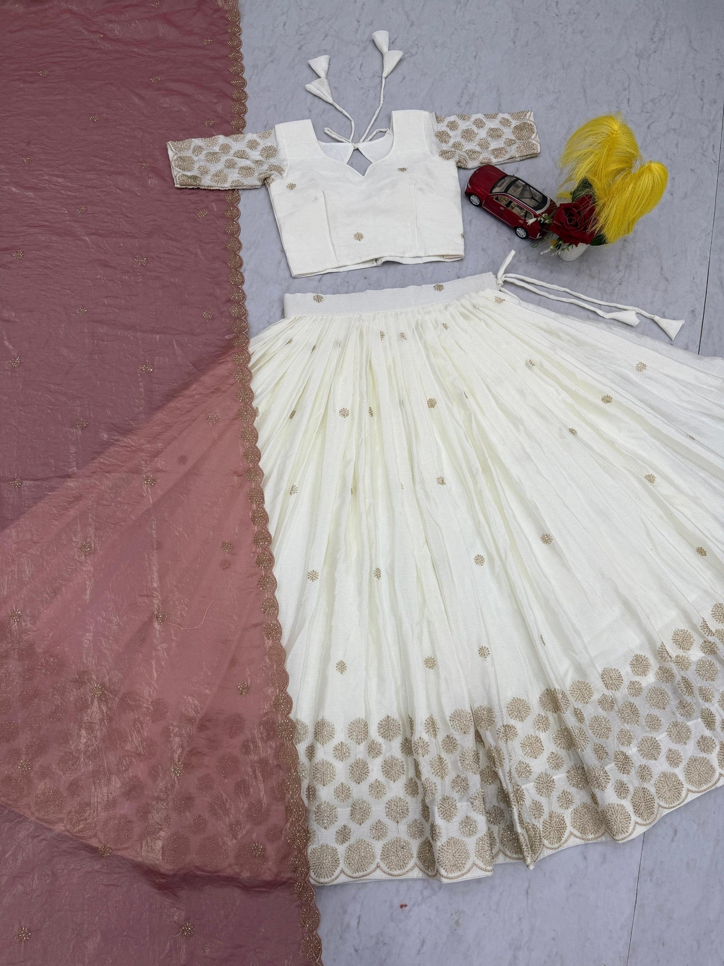 Luxuriant Beige Color Embroidered With Sequence Work Lehenga Choli