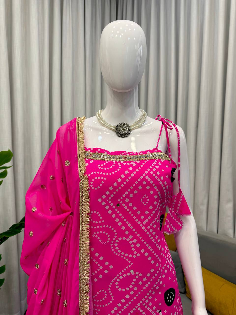 Neha's Wear Trendy Digital Print Sharara Set With Mirror Work