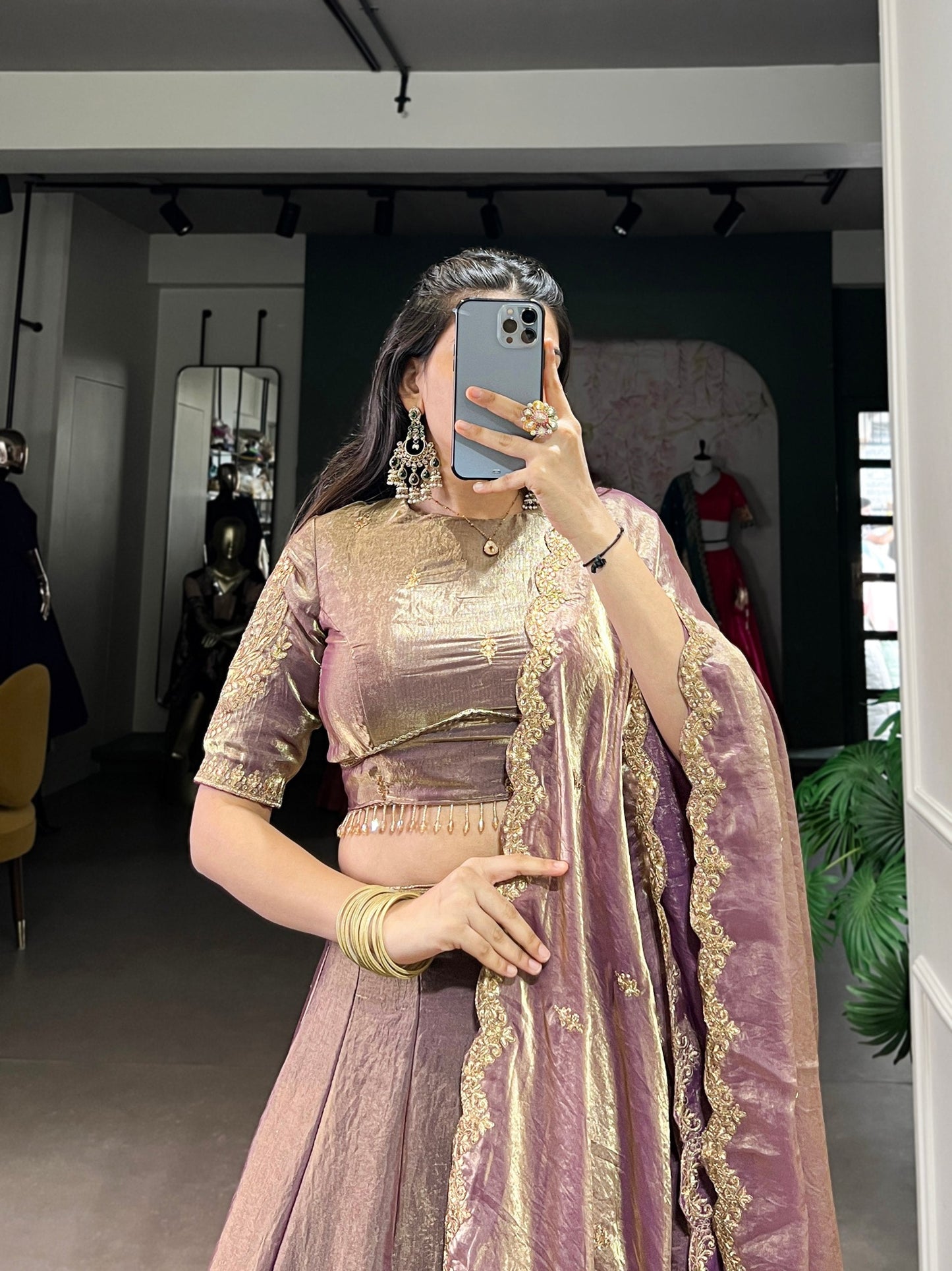 Designer Pastel Onion Color Embroidered Sequences Work Lehenga Choli