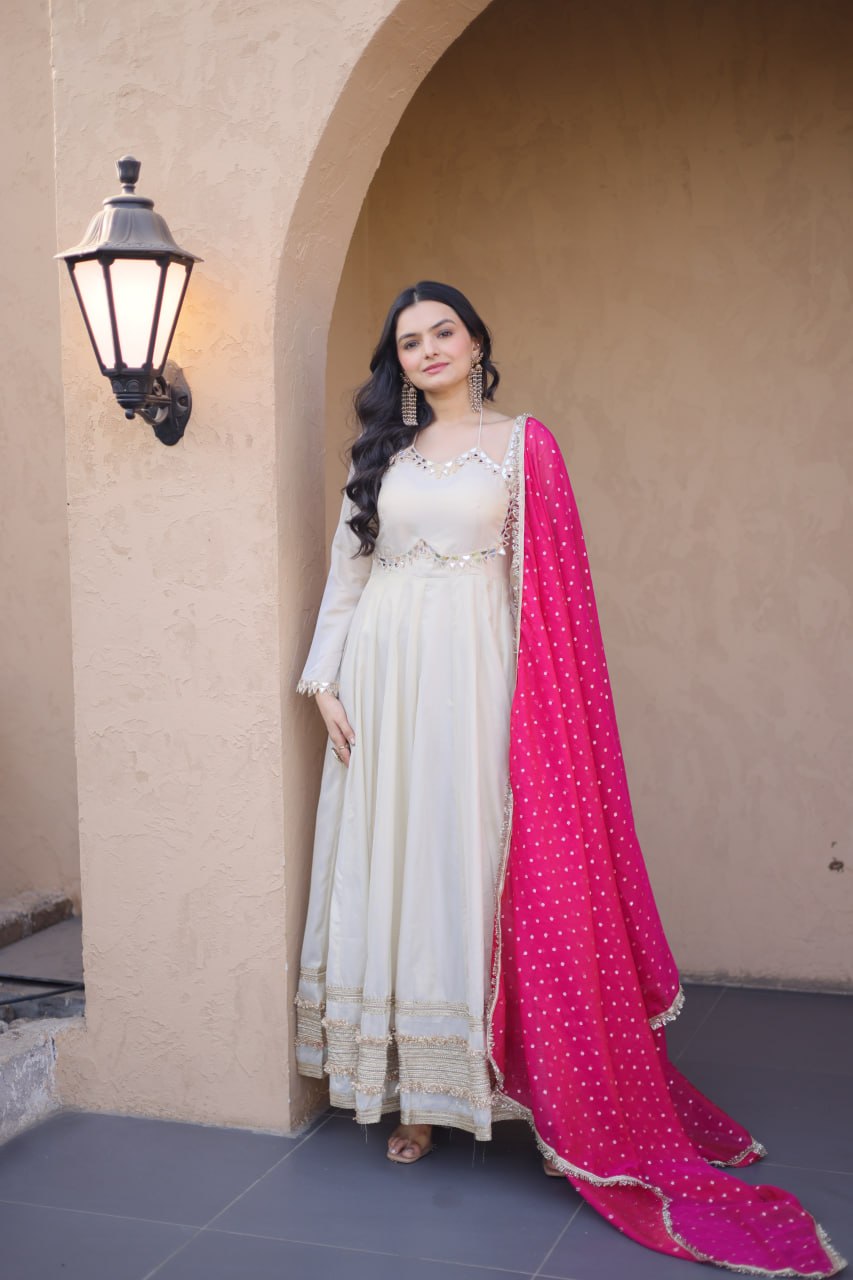 Occasion Wear Pink Color Zari Embroidered Anarkali Gown