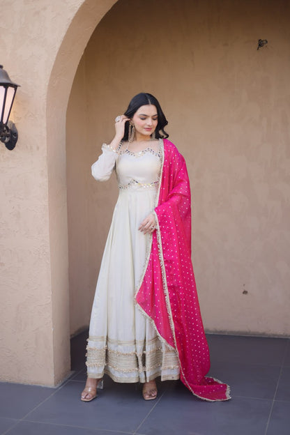 Occasion Wear Pink Color Zari Embroidered Anarkali Gown