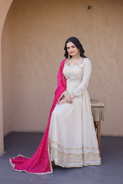 Occasion Wear Pink Color Zari Embroidered Anarkali Gown