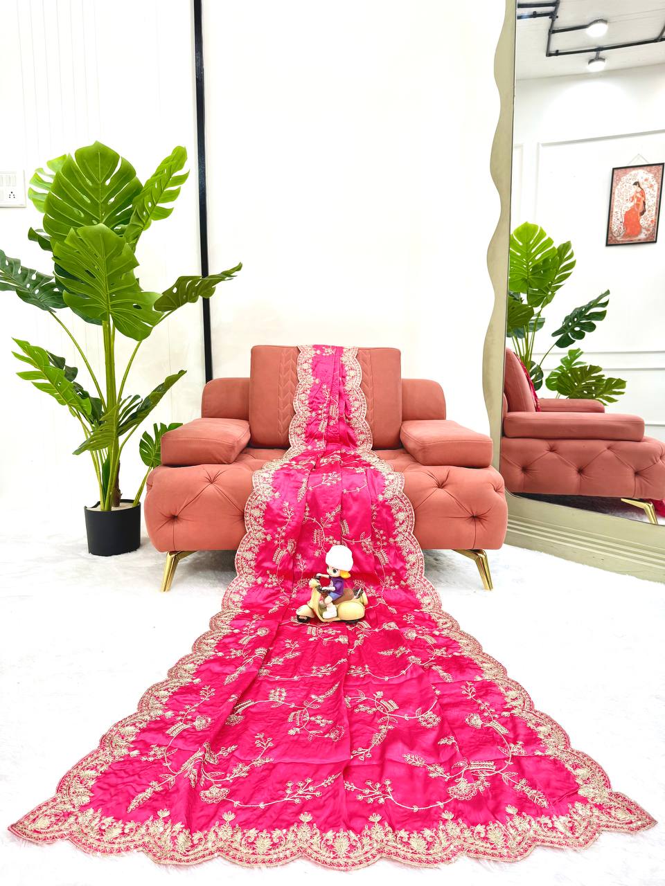 Arti Chauhan Wear Pink Color Sequence With Embroidered Work Saree