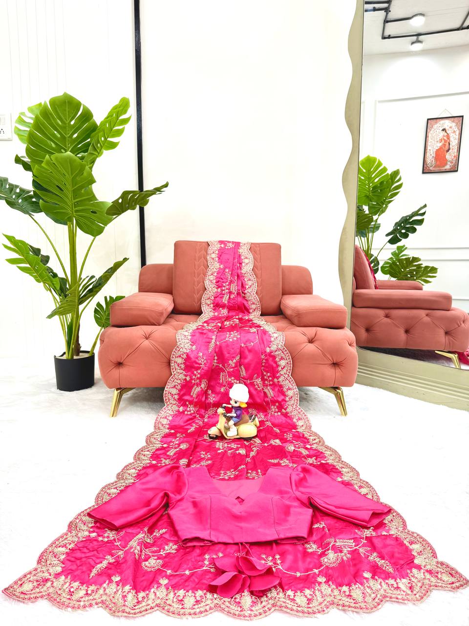Arti Chauhan Wear Pink Color Sequence With Embroidered Work Saree