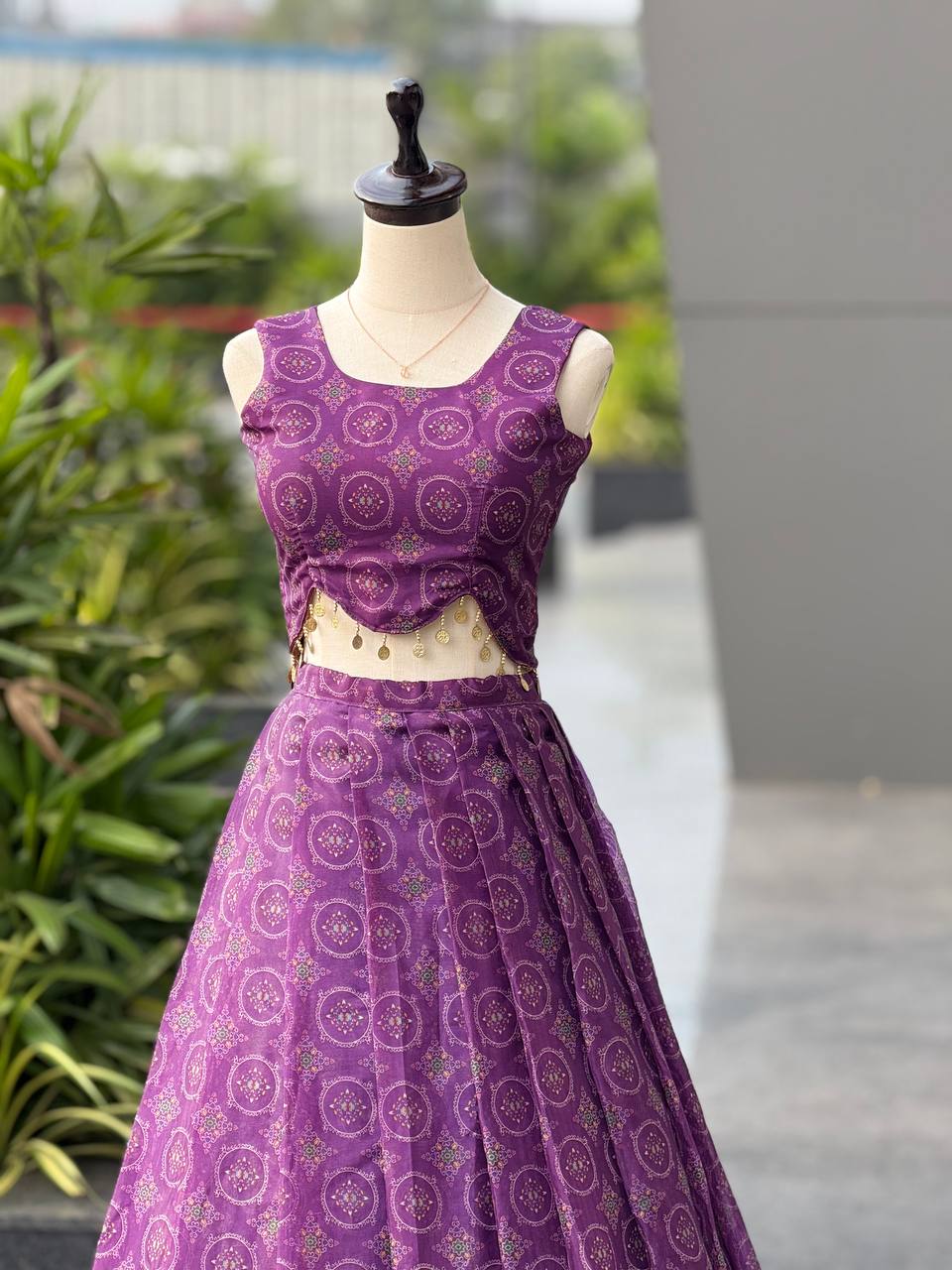 Wedding Wear Purple Color Organza Digital Printed Lehenga Choli