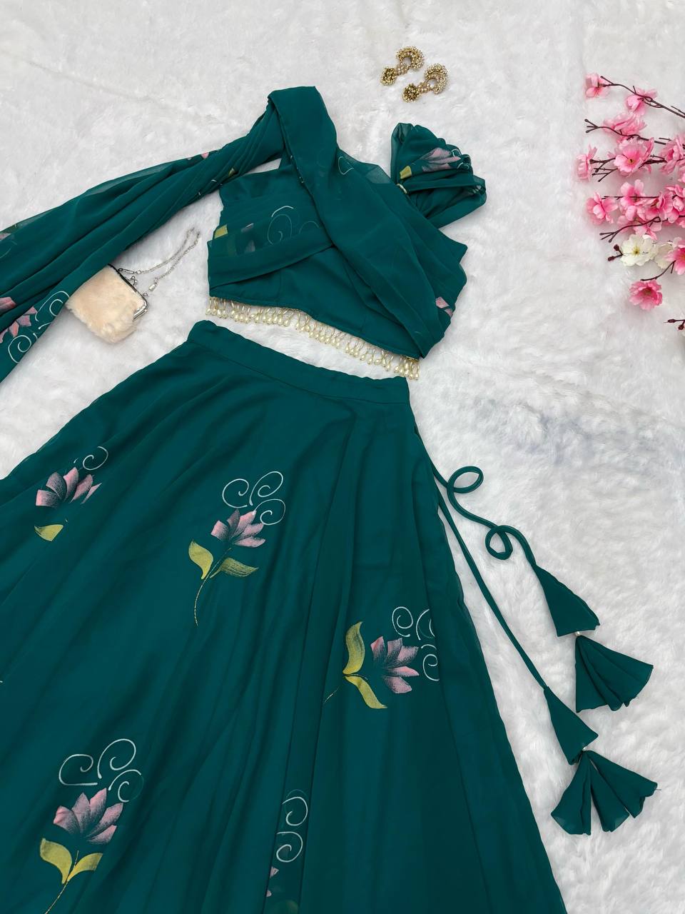 Festive Wear Georgette Hand Painted Lehenga Choli