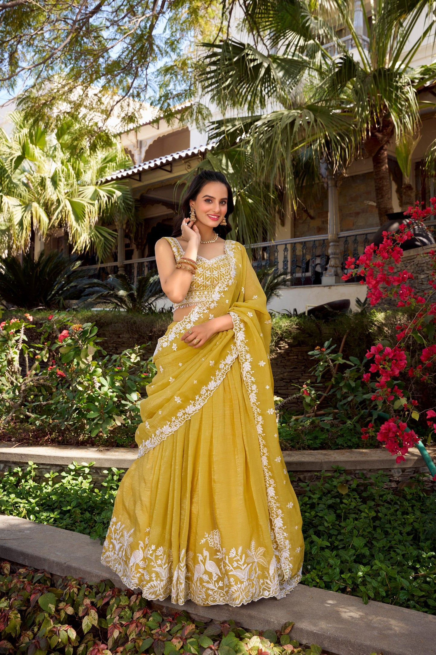 Haldi Wear Yellow Color Gold Crush With Sequins And Thread Embroidery Work Designer Lehenga Choli
