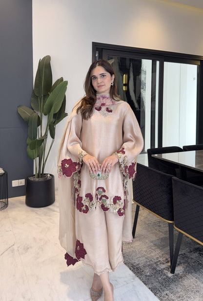 Charming Off White Color Sequence Multi Work Palazzo Suit