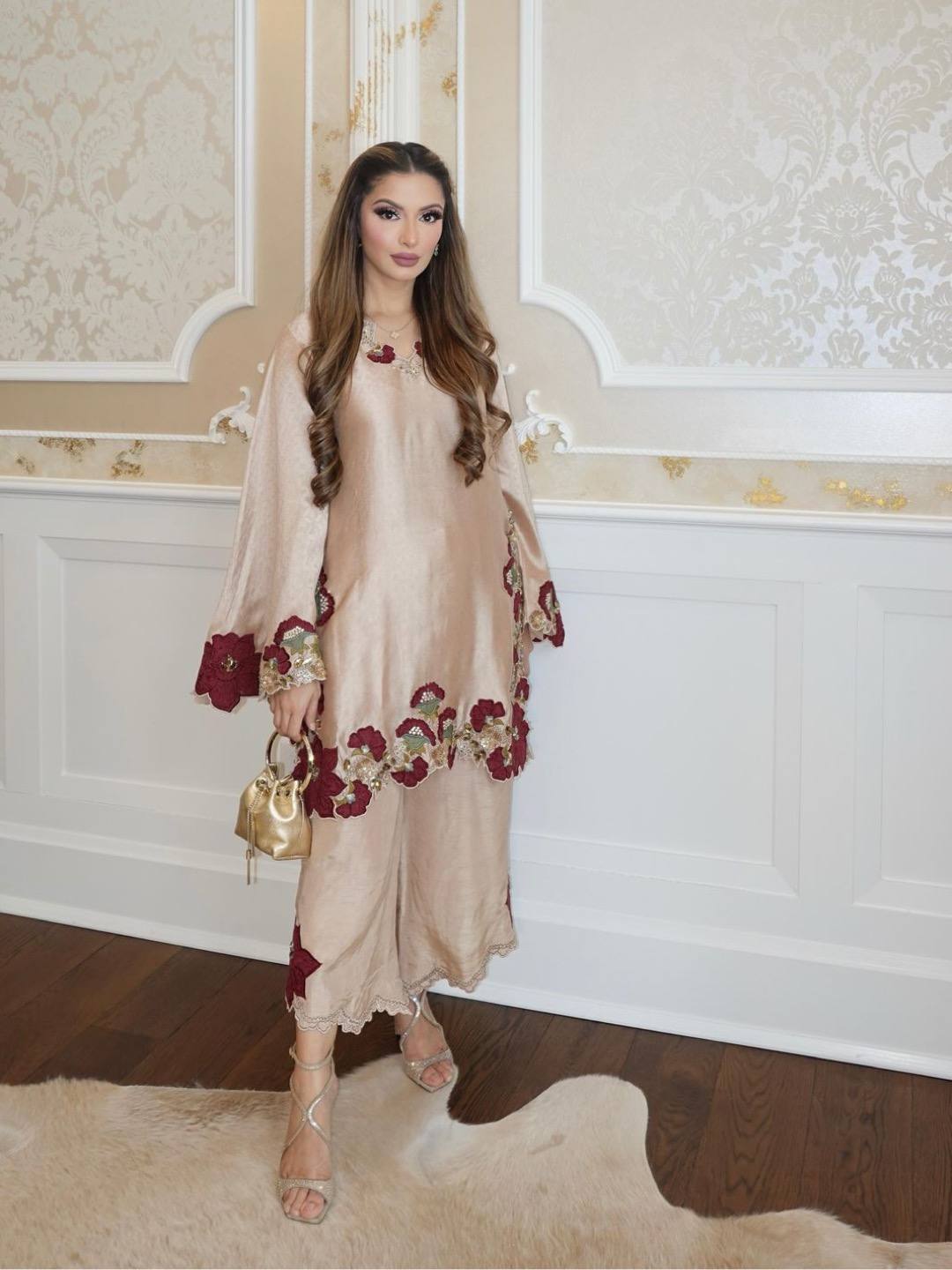 Charming Off White Color Sequence Multi Work Palazzo Suit