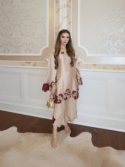 Charming Off White Color Sequence Multi Work Palazzo Suit