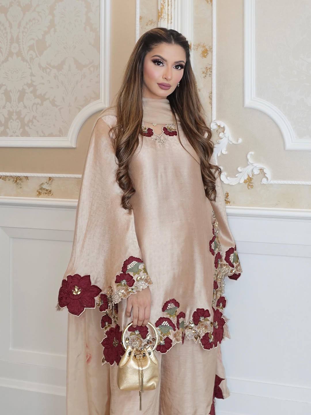 Charming Off White Color Sequence Multi Work Palazzo Suit