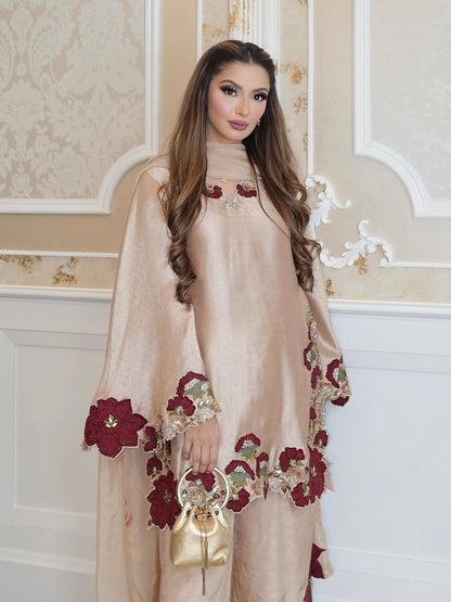 Charming Off White Color Sequence Multi Work Palazzo Suit