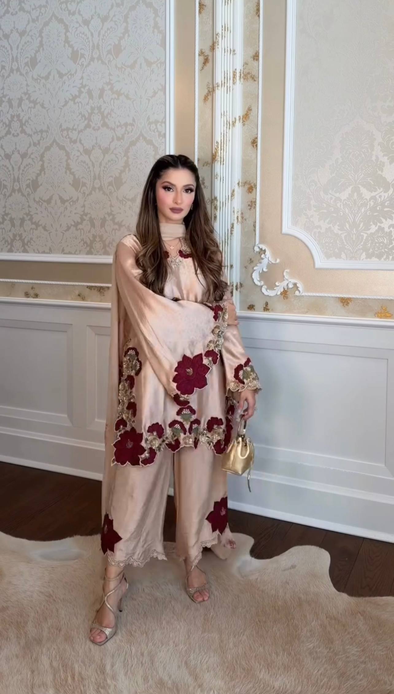 Charming Off White Color Sequence Multi Work Palazzo Suit