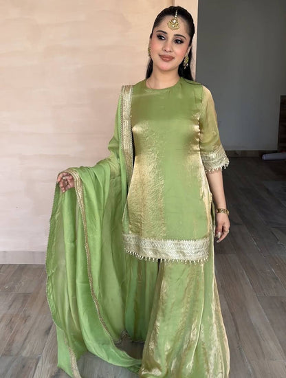 Function Wear Green Color Sequence Embroidered Designer Palazzo Suit