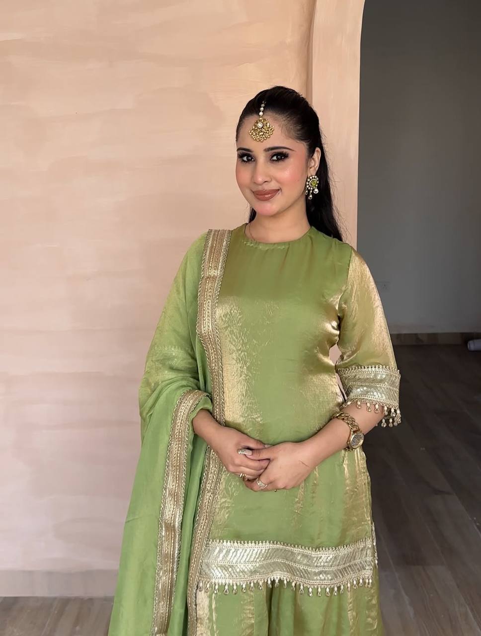 Function Wear Green Color Sequence Embroidered Designer Palazzo Suit