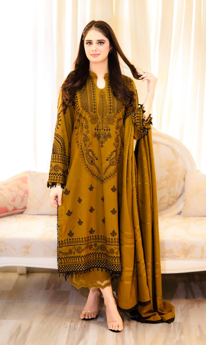 Wedding Wear Mustard Color Heavy Faux Georgette With Embroidery Work Beautiful Salwar Plazzo Suit
