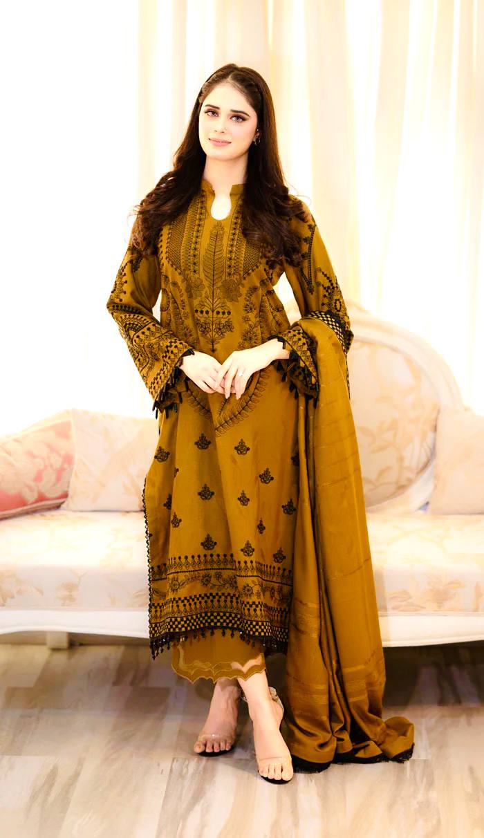 Wedding Wear Mustard Color Heavy Faux Georgette With Embroidery Work Beautiful Salwar Plazzo Suit