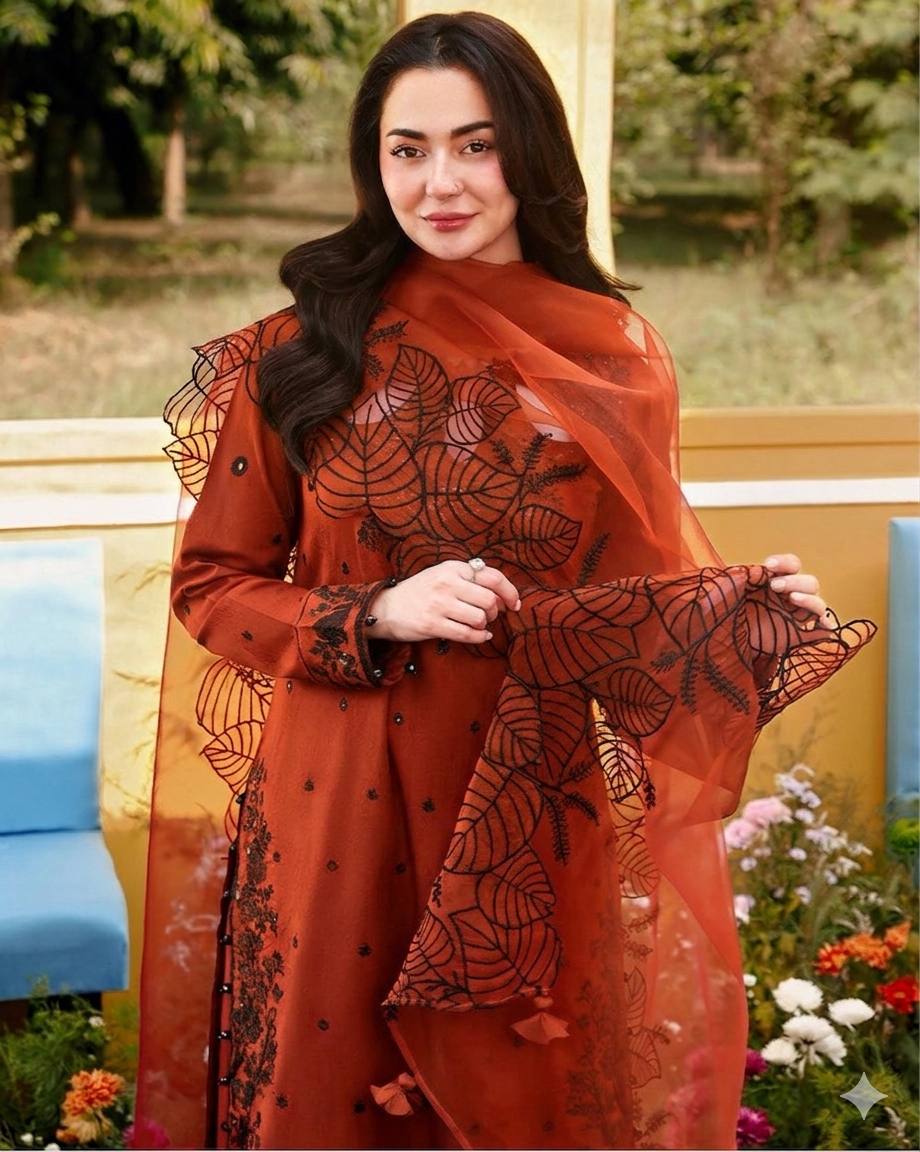 Stylish Brown Color Embroidered With Fancy Moti Latkan Palazzo Suit