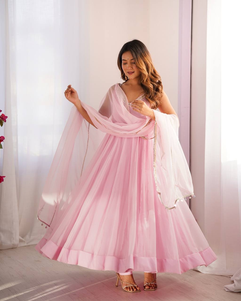 Exclusive Baby Pink Color Georgette Anarkali Suit