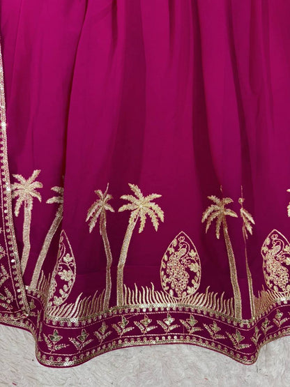 Occasion Wear Maroon Color Sequence Thread Work Anarkali Gown