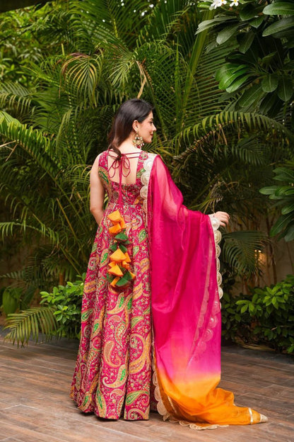 Engagement Wear Multi Color Jimmy Organza Silk Digital Printed Beautiful Anarkali Gown