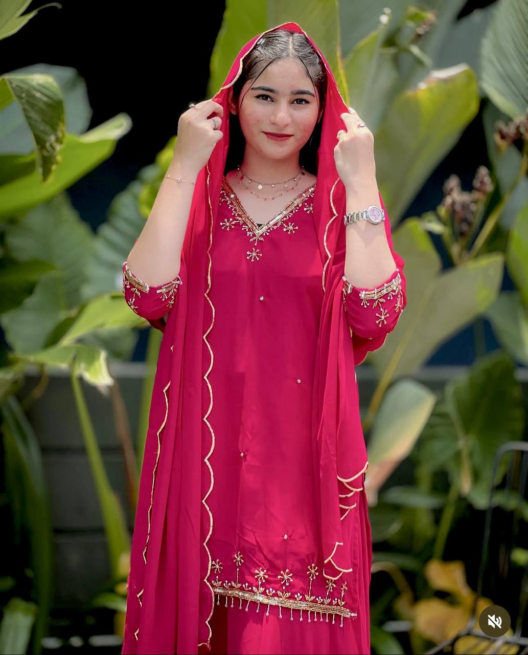 Festive Wear Pink Color Pure Faux Georgette With Sequence Embroidery Work Sharara Suit
