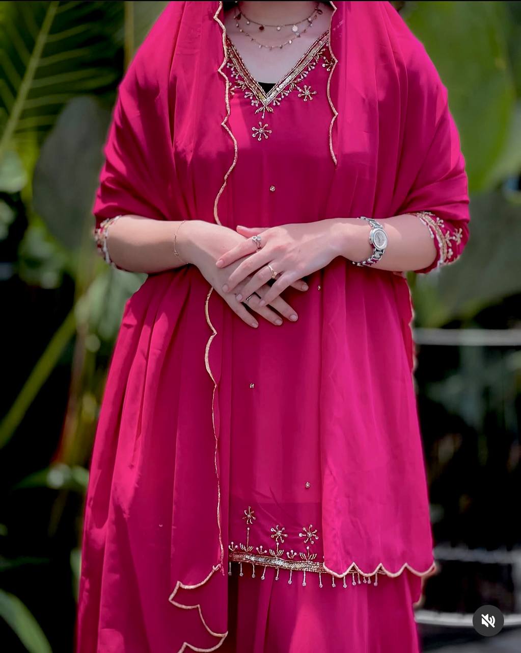 Festive Wear Pink Color Pure Faux Georgette With Sequence Embroidery Work Sharara Suit